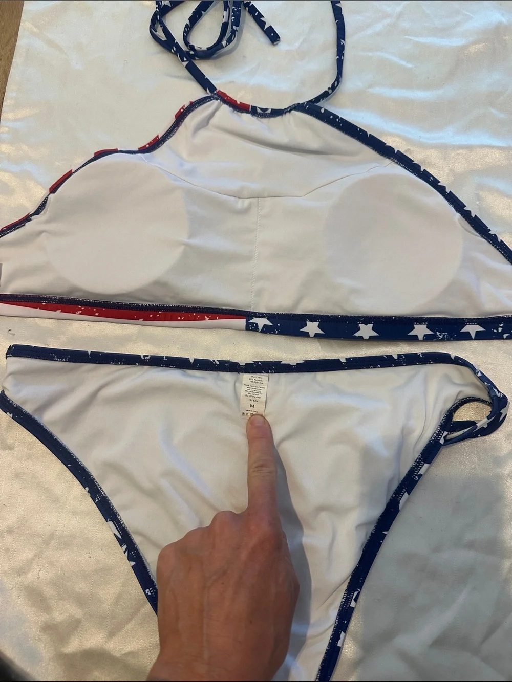 Amazon Women's Stars & Stripes Halter Bikini Top and Bottom - Blue, Red, White - Picture 2 of 2